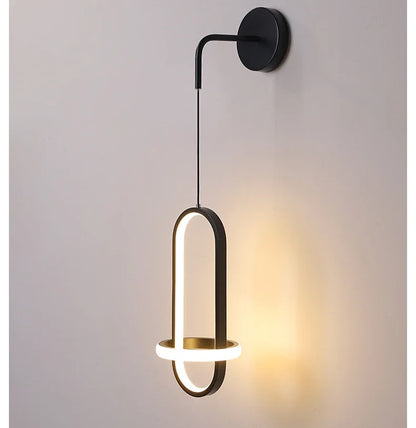 Applique Murale LED Nordique en Fer Noir et Doré, Luminaire Intérieur Élégant