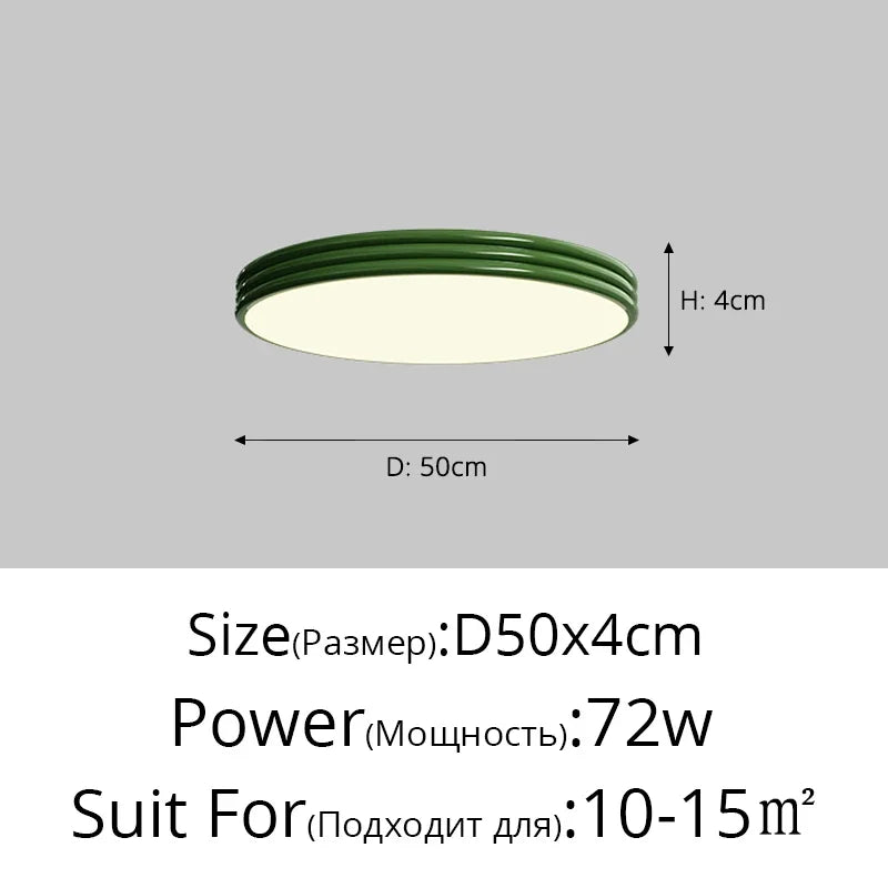Plafonnier rond Bauhaus vert en métal LED pour ambiance cosy