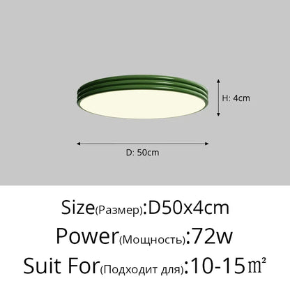 Plafonnier rond Bauhaus vert en métal LED pour ambiance cosy