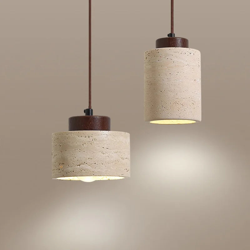 Suspension japonaise wabi-sabi en pierre jaune, lumière chaleureuse pour chambre
