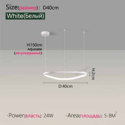 Suspension lustre nordique triangulaire en métal, lumière chaude pour salon et chambre