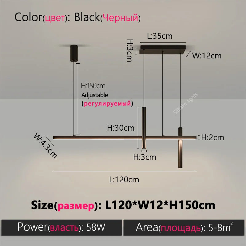 Suspension moderne design créatif en métal pour salle à manger, lumière chaude