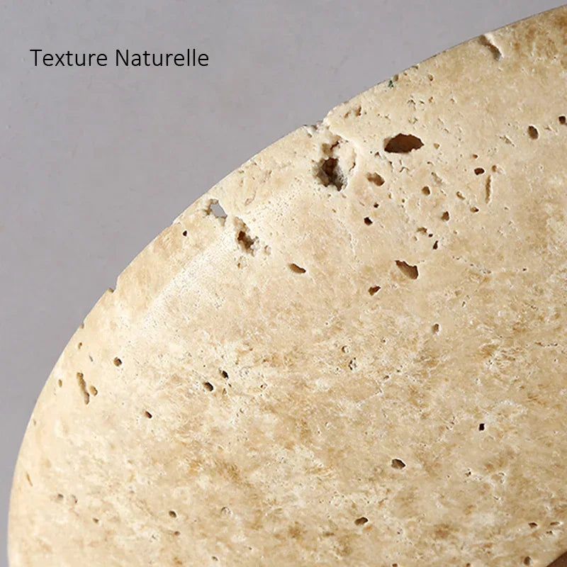 Plafonnier rond nordique en bois et travertin, éclairage d'entrée décoratif