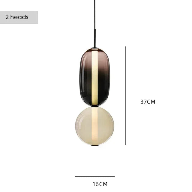 Suspension LED en verre coloré design nordique moderne pour intérieur