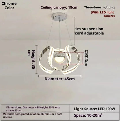 Suspension lustre anneau boule LED design moderne en métal, ambiance cosy