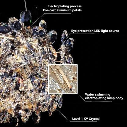 Lustre en cristal K9 de luxe, design moderne, lampe de plafond pour villa et salon