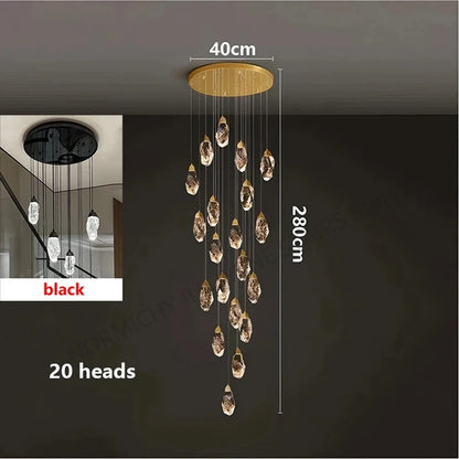 Lustre suspendu moderne en cristal LED, lumière chaude réglable pour intérieur design