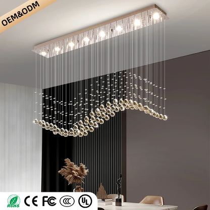 Suspension moderne en cristal pour salon et cuisine, lustre élégant