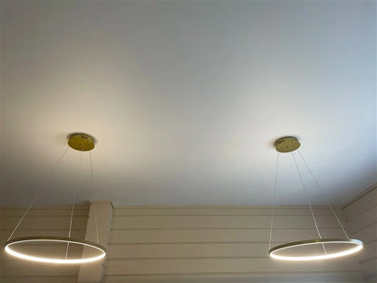 Suspension LED ronde moderne en aluminium noir et blanc, lumière chaude et froide pour intérieur