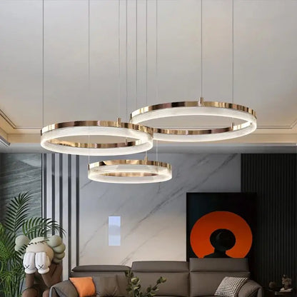 Suspension moderne en alliage et acrylique, lumière LED dimmable pour salon et salle à manger