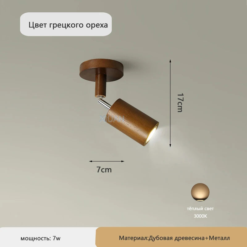 Plafonnier japonais en bois à lumière réglable pour salon et couloir