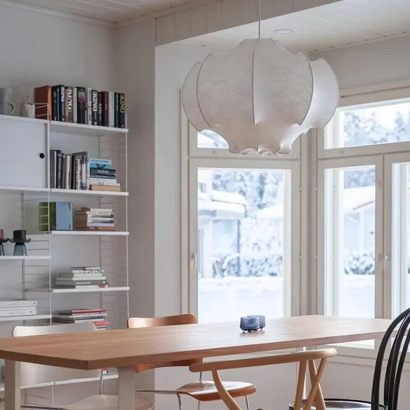 Suspension Wabi Sabi en Soie Japonaise, Luminaire d’Ambiance pour Salon et Chambre