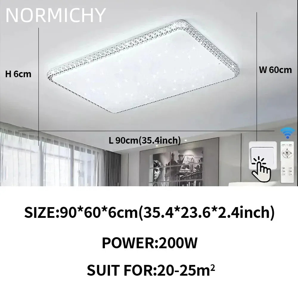 Plafonnier LED moderne design diamant blanc lumière chaude pour salon et chambre
