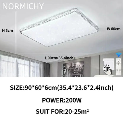 Plafonnier LED moderne design diamant blanc lumière chaude pour salon et chambre