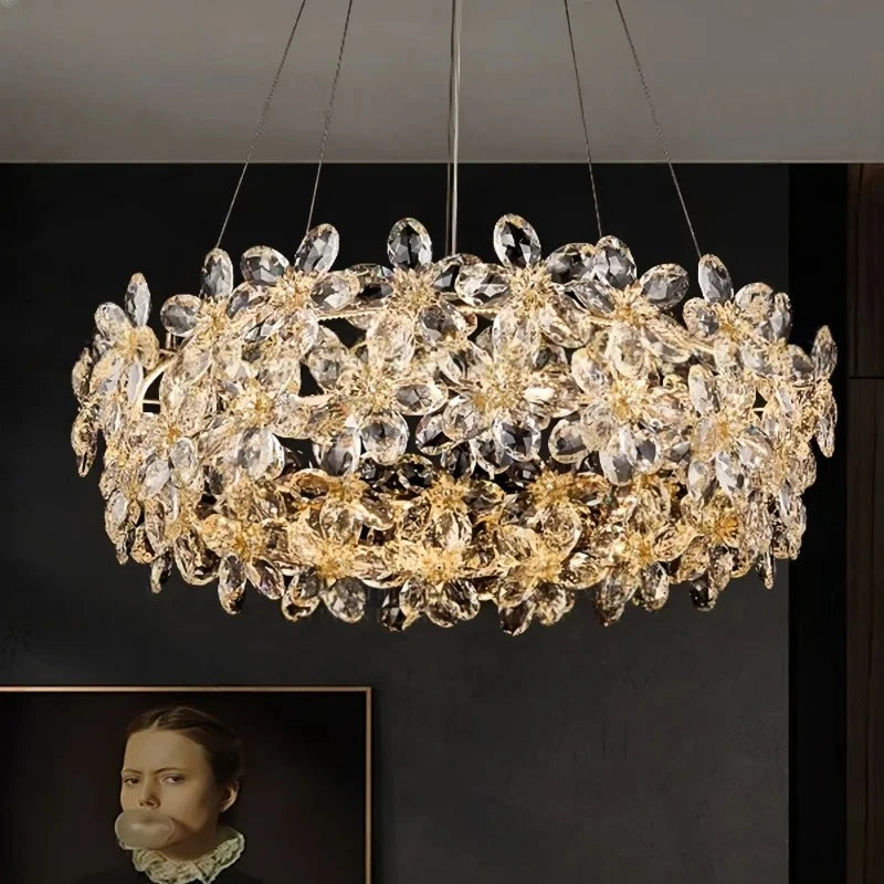 Lustre en cristal K9 de luxe, design moderne, lampe de plafond pour villa et salon