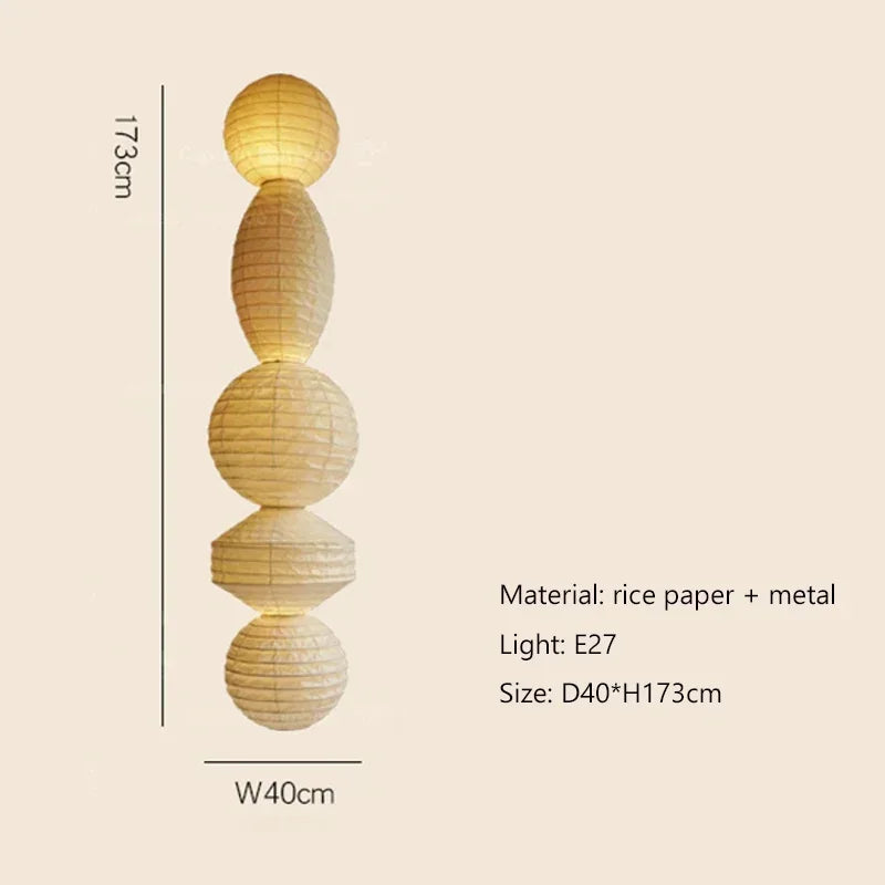 Suspension Akari en papier de riz blanc, lampe japonaise pour salle à manger et escalier