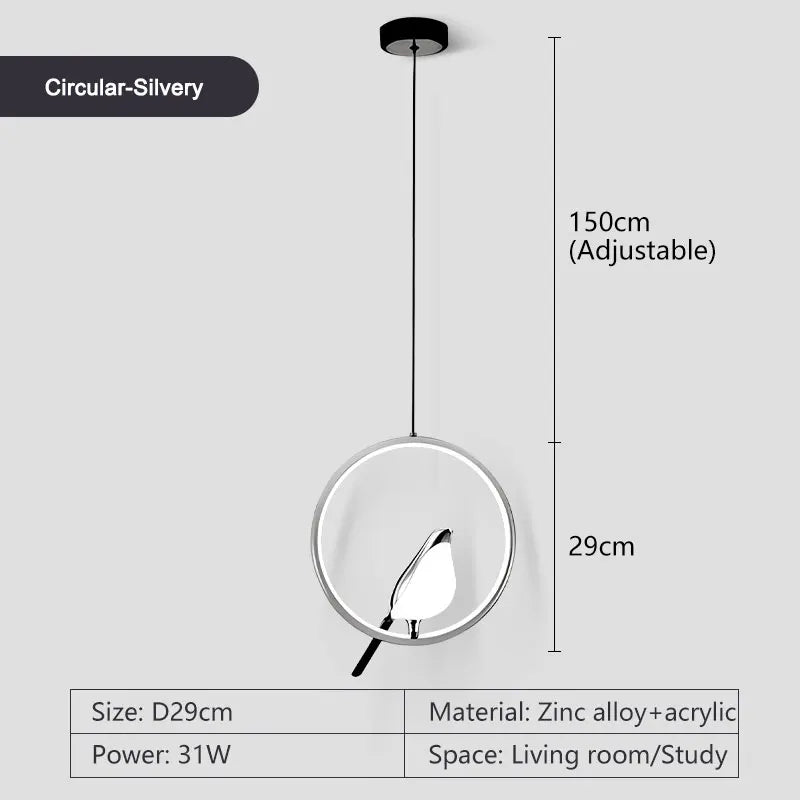 Suspension LED rotative oiseau en métal argent et or, éclairage intérieur AC85-265V