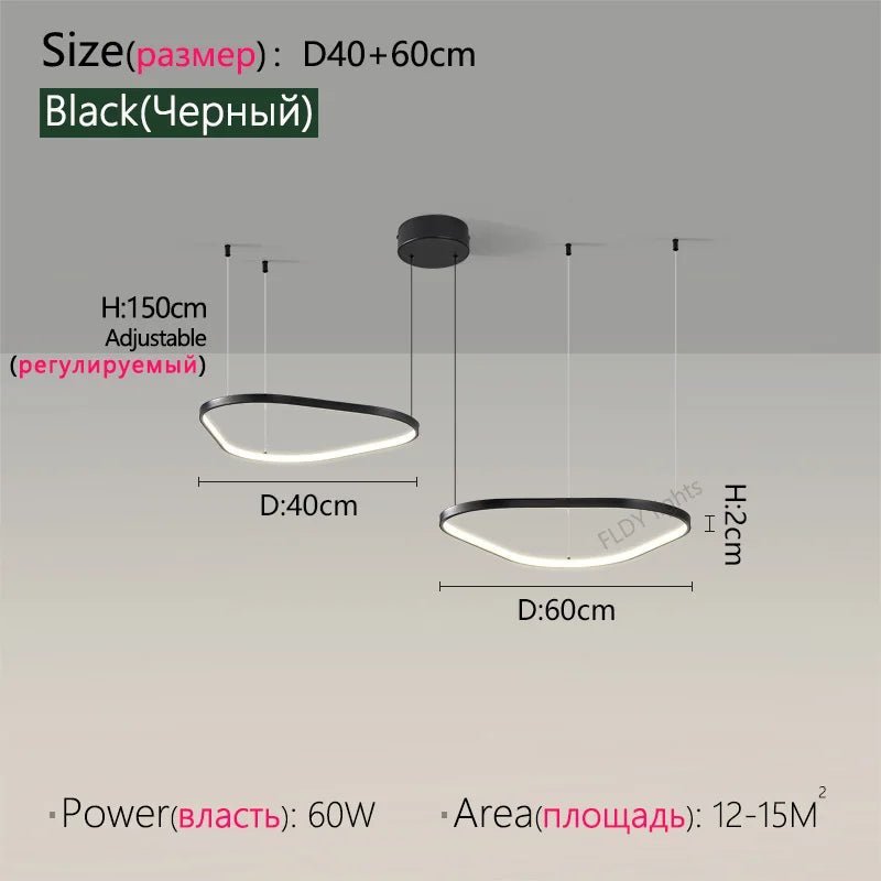 Suspension lustre nordique triangulaire en métal, lumière chaude pour salon et chambre