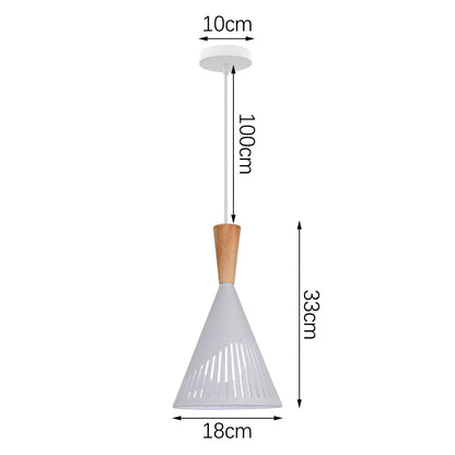Suspension LED E27 moderne en fer et bois style nordique pour salon et cuisine