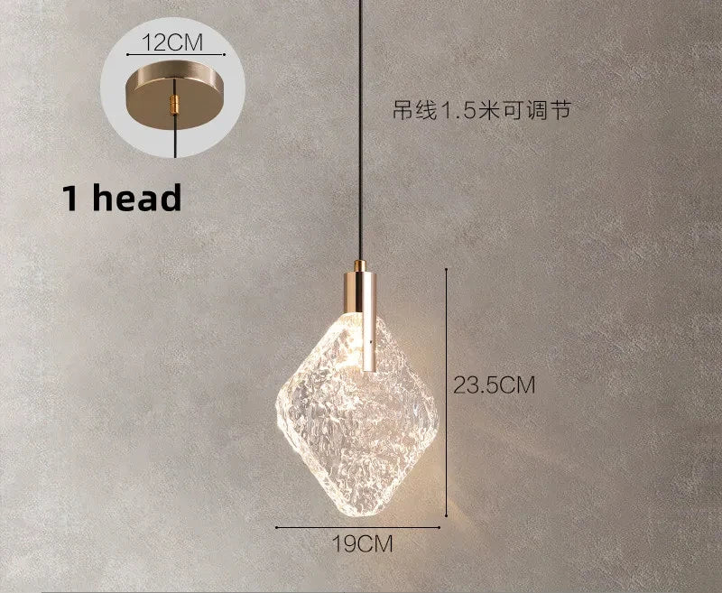 Lustre suspendu en cristal nordique pour salon et escaliers, lumière LED chaleureuse