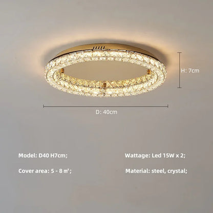 Plafonnier LED moderne rond en cristal pour salon et hôtel