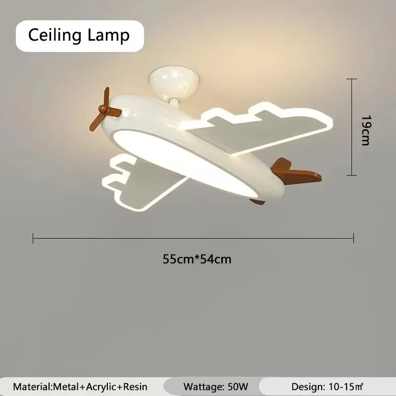 Plafonnier avion dessin animé LED blanc design créatif pour chambre enfant et salon