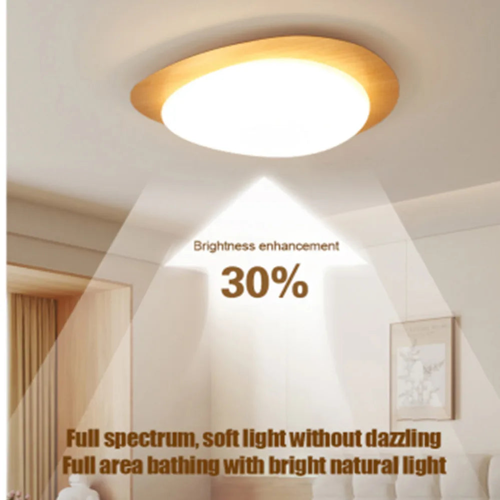 Plafonnier LED moderne galets en bois et acrylique pour salon et chambre