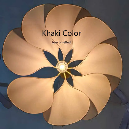 Suspension LED fleur en tissu coloré pour salon et salle à manger, lumière chaleureuse