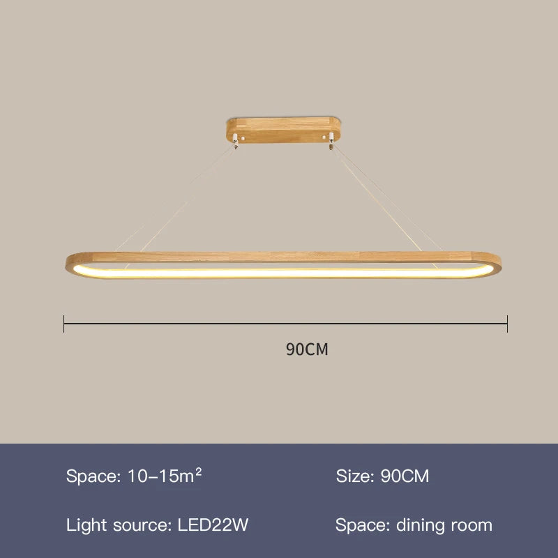 Suspension LED en bois design moderne, lumière blanche pour intérieur cosy