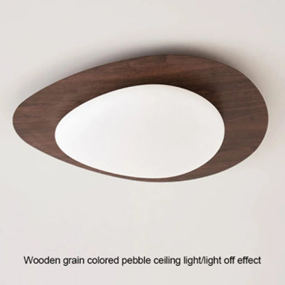 Plafonnier LED moderne galets en bois et acrylique pour salon et chambre