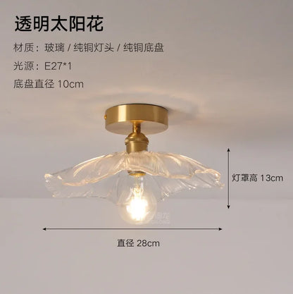 Plafonnier vintage en verre LED 2025, lumière chaude rétro pour salon et couloir