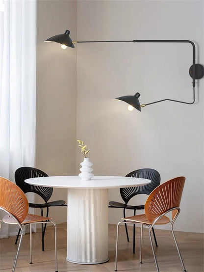 Applique Murale LED Spider Serge Mouille Aluminium Noir Industriel à Bras Réglable