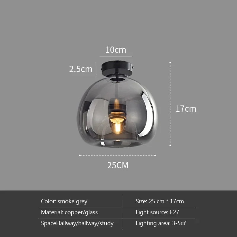 Plafonnier LED minimaliste en verre et métal noir, design moderne pour intérieur