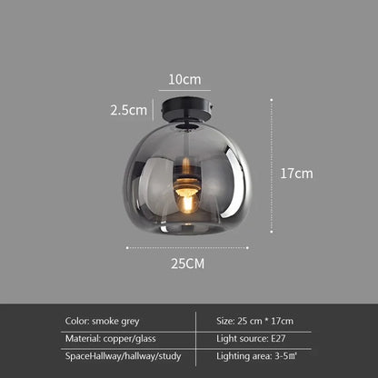 Plafonnier LED minimaliste en verre et métal noir, design moderne pour intérieur