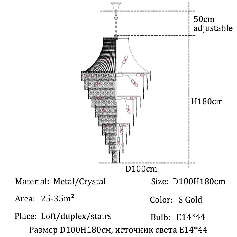 Lustre moderne en cristal noir et doré, éclairage suspendu pour salon et hall