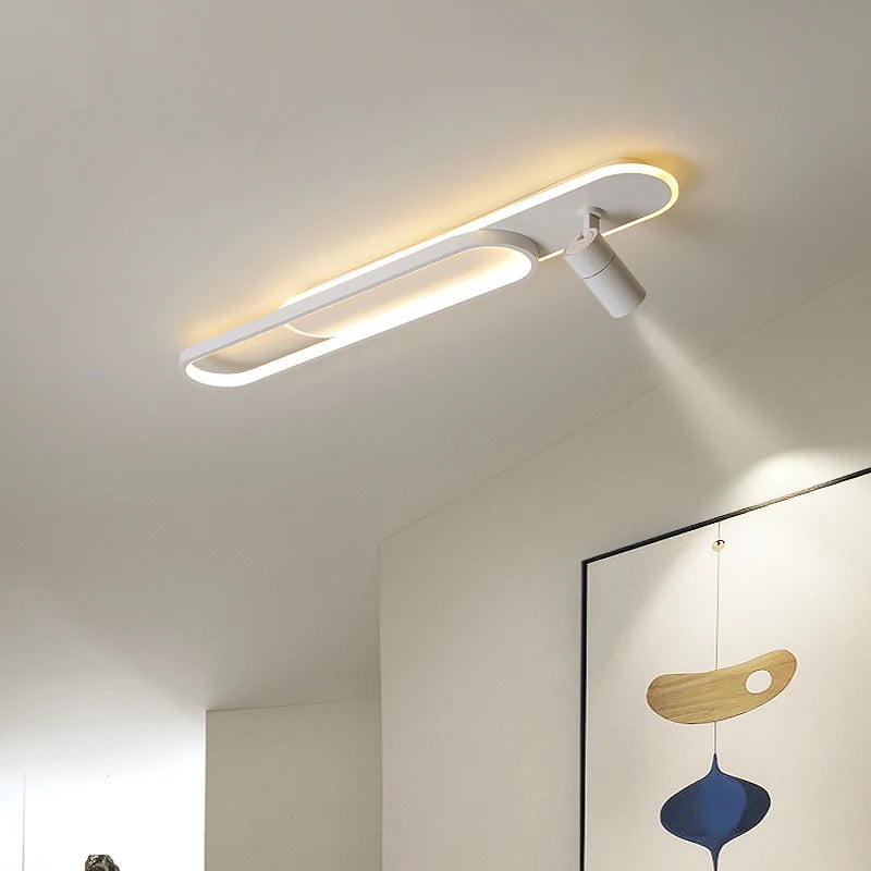 Plafonnier LED moderne avec projecteur or pour chambre et bureau