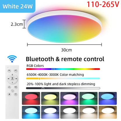 Plafonnier LED 72W RGB Dimmable avec Télécommande, Design Moderne