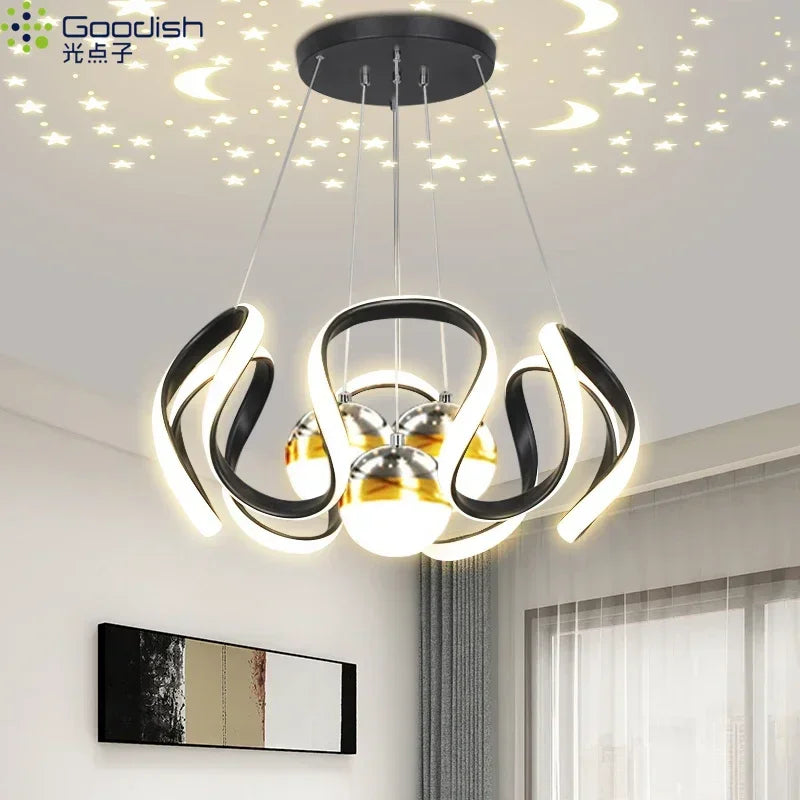 Suspension LED moderne nordique en aluminium, lumière chaude pour salon et salle à manger