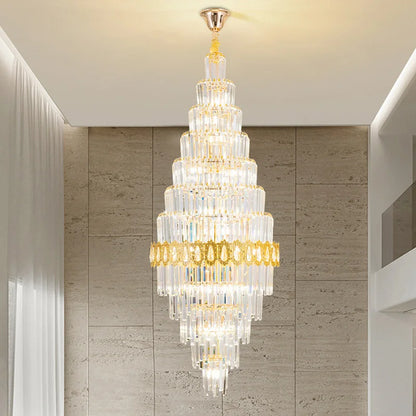 Lustre en cristal de luxe doré, design moderne pour salon et villa