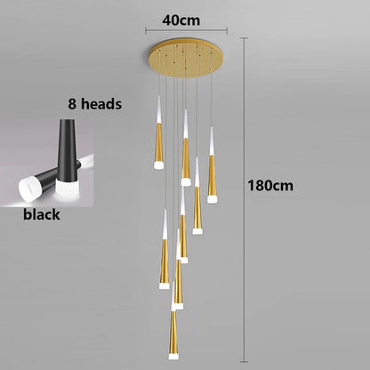 Suspension LED moderne en alliage pour escalier et salon, lumière chaude réglable