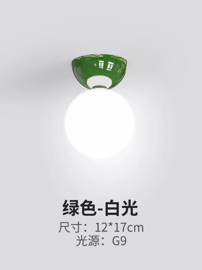 Plafonnier Crème Rouge en Verre et Métal, Lumière d’Entrée Moderne