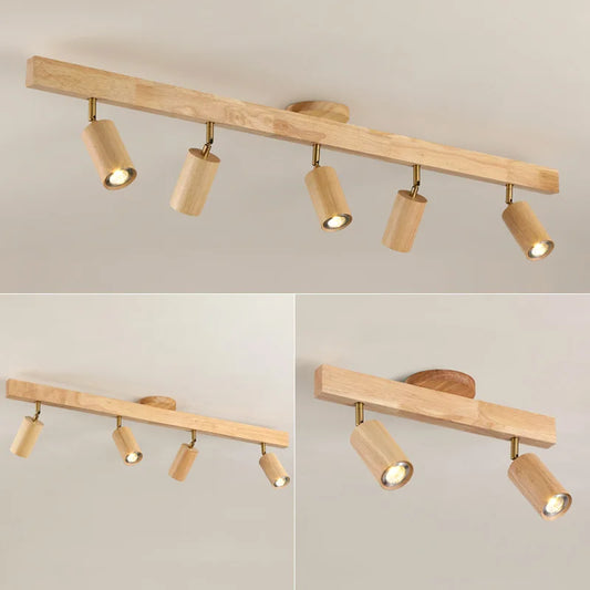 Plafonnier japonais en bois à lumière réglable pour salon et couloir