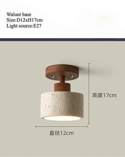 Plafonnier LED en pierre de travertin, lumière chaude pour salon et couloir