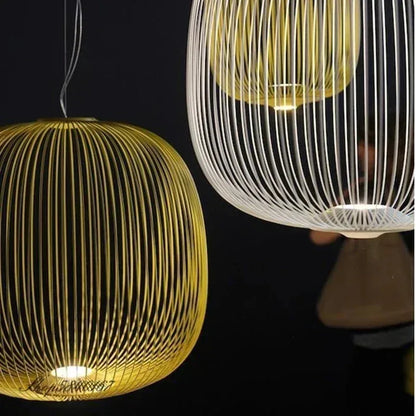 Suspension cage à oiseaux en fer Foscarini, lumière LED design luxe pour salon et restaurant