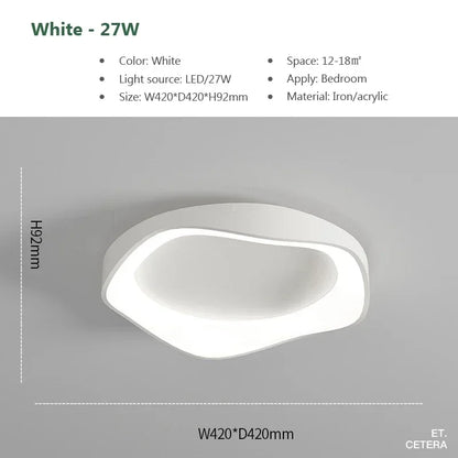 Plafonnier LED design fleur minimaliste en fer noir, blanc et gris, lumière douce et modulable