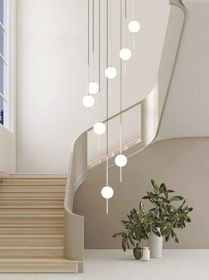 Suspension LED moderne pour escalier, lustre haute hauteur design métal