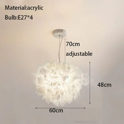 Plafonnier suspension pétale design italien en PVC blanc, lumière chaude romantique