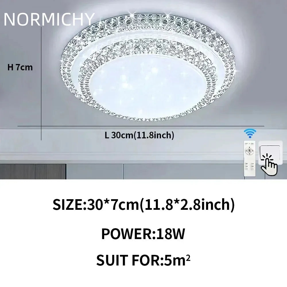 Plafonnier LED moderne design diamant blanc lumière chaude pour salon et chambre