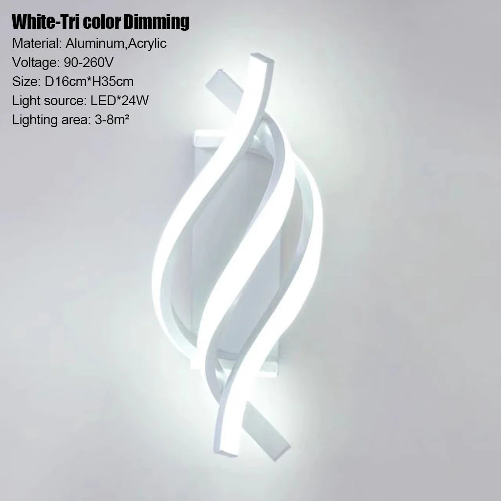 Applique Murale LED Moderne Design Spirale Aluminium Lumière Chaude
