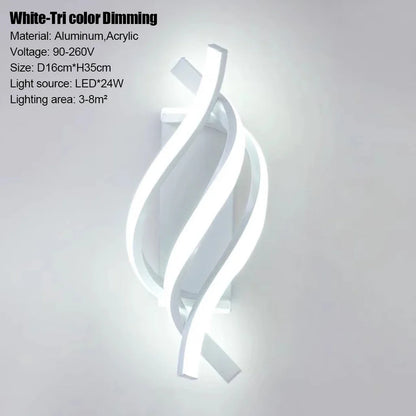 Applique Murale LED Moderne Design Spirale Aluminium Lumière Chaude